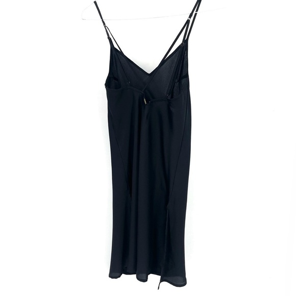 Sam Edelman Black Silky Satin VNeck Cross Tank Top Nightgown Slip Dress - Picture 4 of 6